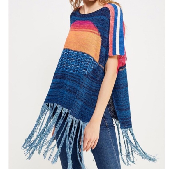 Free People Sunset Fringe Poncho, XS/S, M/L NWT - Picture 6 of 8